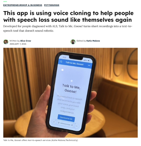 Technical.ly article covering Talk to Me, Goose!